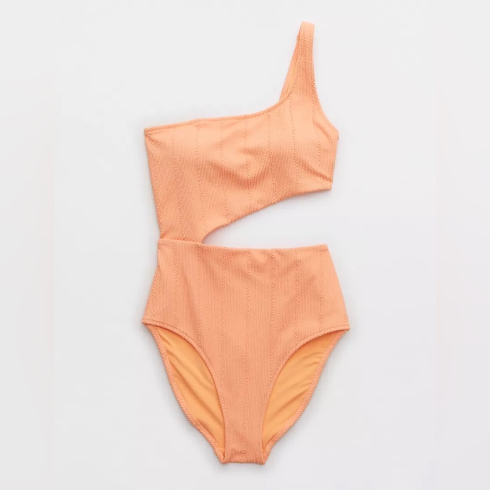 NWOT Aerie Crinkle Asymmetrical Cut Out One Piece Swimsuit